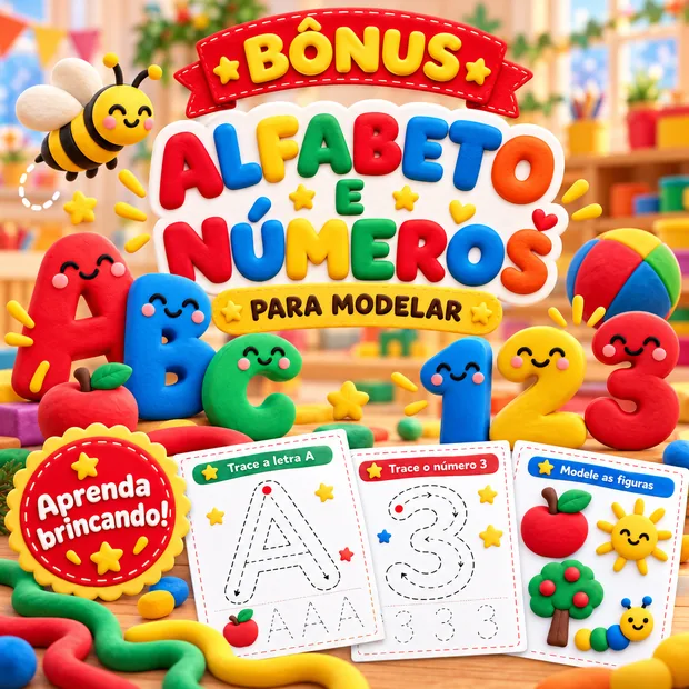 Bônus alfabeto e números para modelar com massinha